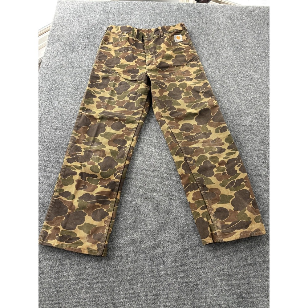 Carhartt‎ Carpenter Pants Mens 31x30 Brown Camo Canvas Workwear Pockets Hunting